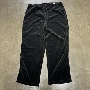 Pappagallo Pants Womens XL Black Velour Lounge Pull On Elastic Waist Casual